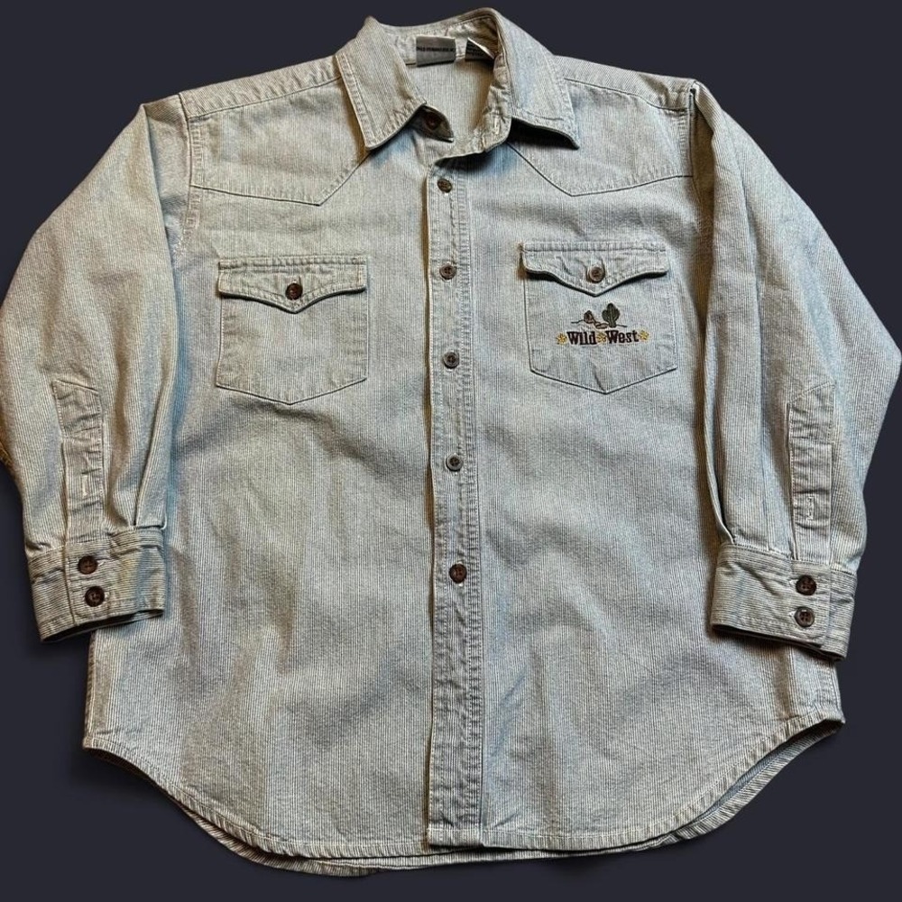 Vintage looney tunes acme kids‎ thick denim button shirt size kids medium